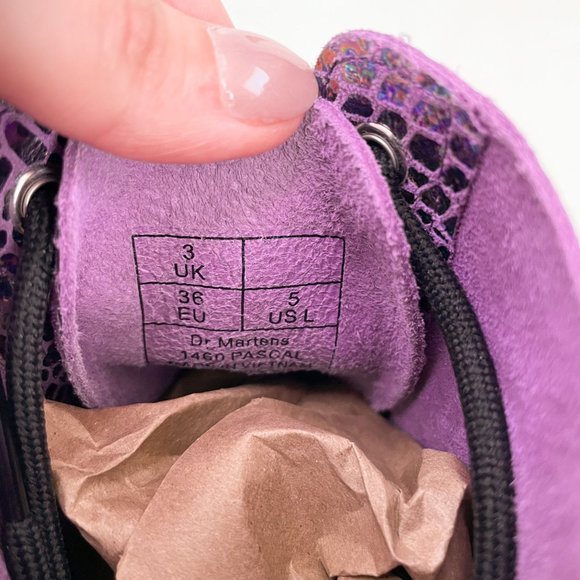 NWOB Dr. Martens Purple Metallic 1460 Pascal Snake Lace Up Boots Women's Size 5 - Picture 12 of 12